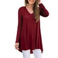 thumbnail image 1 of Anygrew Women's Long Sleeve V Neck Shirts Casual Tunic Tops Blouse, 1 of 6