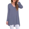 thumbnail image 1 of Anygrew Women's Long Sleeve V Neck Shirts Casual Tunic Tops Blouse, 1 of 6
