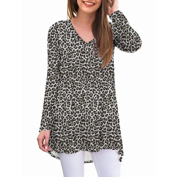 Anygrew Women's Long Sleeve V Neck Shirts Casual Fall Tunic Tops Blouse