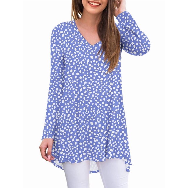 Anygrew Women's Long Sleeve V Neck Shirts Casual Tunic Tops Blouse