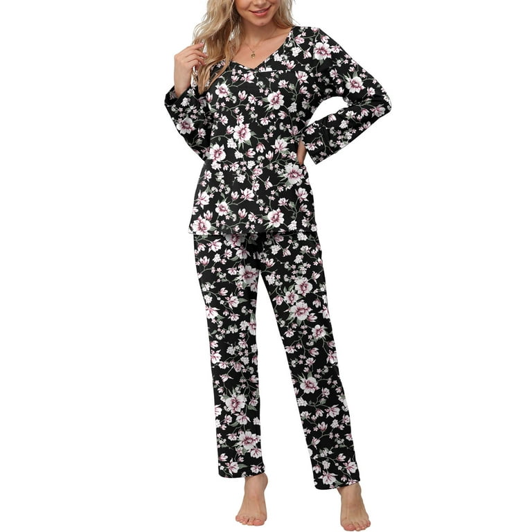 Elegant Floral Pocket V Neck Long Sleeve Two Pieces Elegant Floral Pocket V Neck Long Sleeve Two Pieces