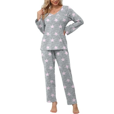 Anygrew Women's Pajamas Set Long Sleeve Shirts and Long Pants 2 Piece Pjs Sleepwear with Pockets