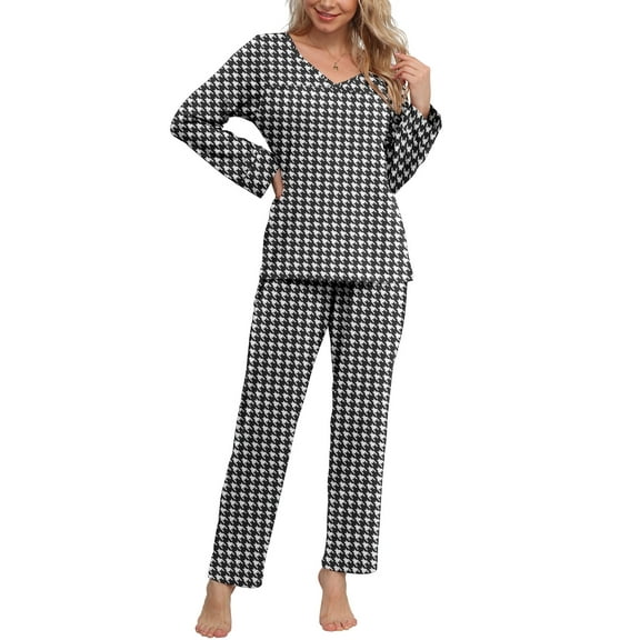 Anygrew Women's Pajamas Set Long Sleeve Shirts and Long Pants 2 Piece Pjs Sleepwear with Pockets