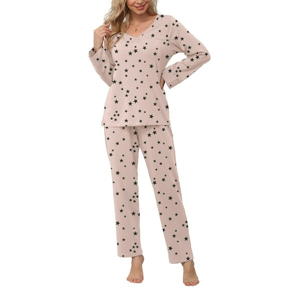 Anygrew Women's Pajamas Set Long Sleeve Shirts and Long Pants 2 Piece Pjs Sleepwear with Pockets