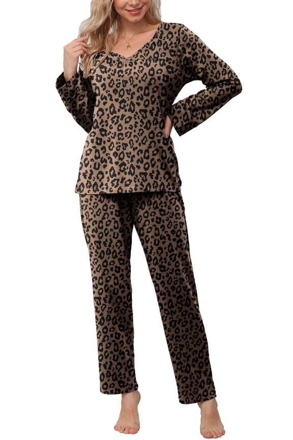 Women's Pajamas Set Long Sleeve Shirts and Long Pants 2 Piece Pjs Sleepwear with Pockets