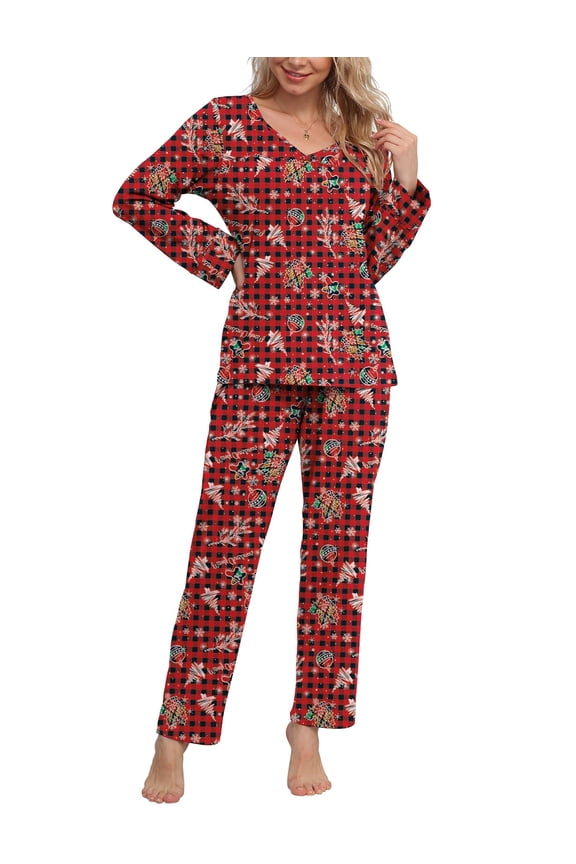 Women's Pajamas Set Long Sleeve Shirts and Long Pants 2 Piece Pjs Sleepwear with Pockets
