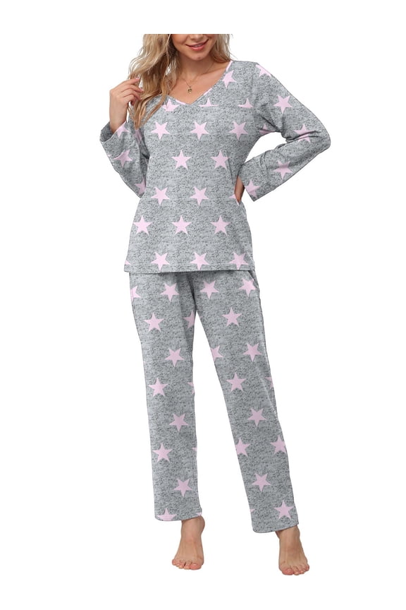 Women's Pajamas Set Long Sleeve Shirts and Long Pants 2 Piece Pjs Sleepwear with Pockets