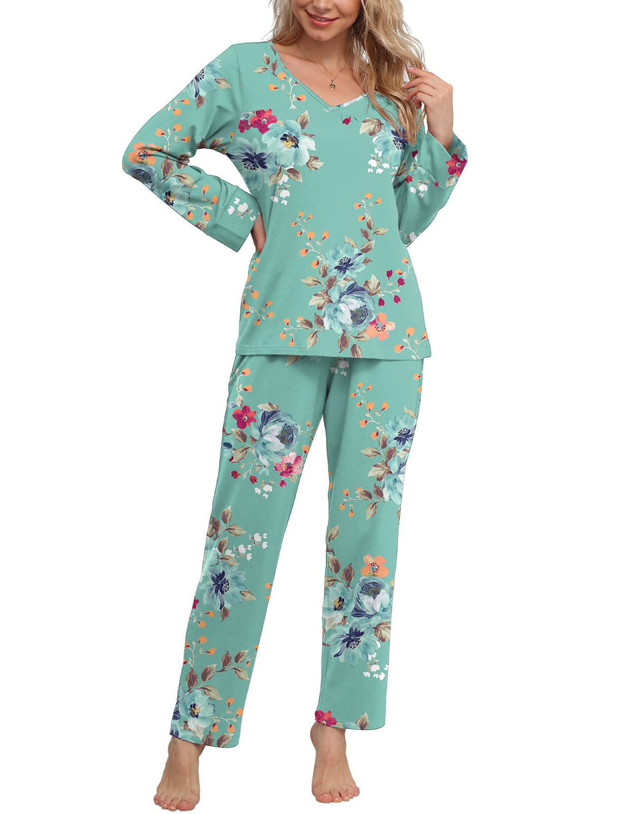 HEARTNICE Women's Cotton Lounge Pajama Set With Pockets, Lightweight