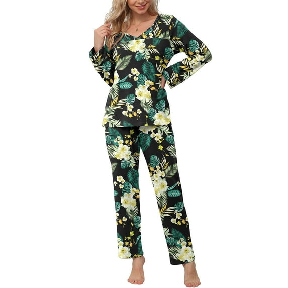 Anygrew Women's Pajamas Set Long Sleeve Shirts and Long Pants 2 Piece Pjs Sleepwear with Pockets