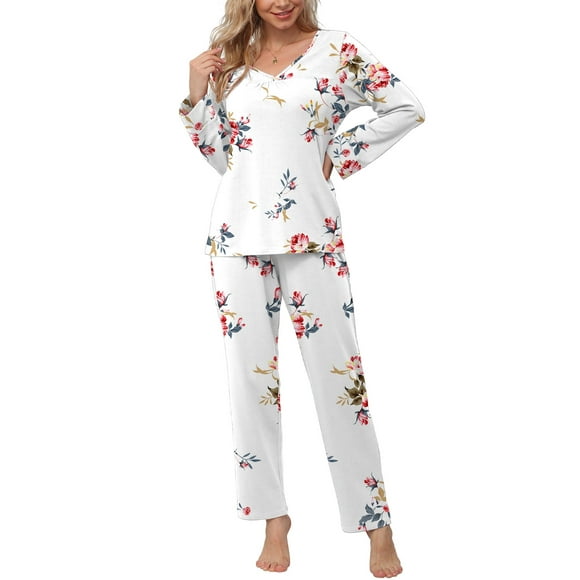 Anygrew Women's Pajamas Set Long Sleeve Shirts and Long Pants 2 Piece Pjs Sleepwear with Pockets