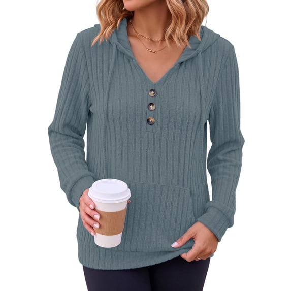 Anygrew Hoodies for Women Lightweight Long Sleeve Shirts Sweatshirt with Kangaroo Pocket Pullover Sweaters Fall Tops
