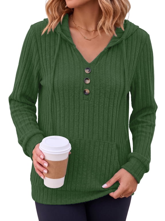 Womens Lightweight Hoodies Long Sleeve Shirts Oversized Sweatshirt with Kangaroo Pocket Pullover Sweaters Fall Tops