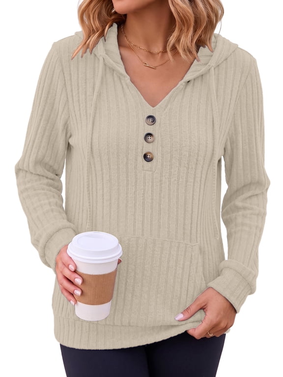 Hoodies for Women Lightweight Long Sleeve Shirts Sweatshirt with Kangaroo Pocket Pullover Sweaters Fall Tops