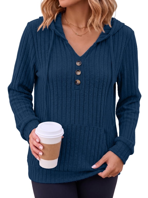 Hoodies for Women Lightweight Long Sleeve Shirts Sweatshirt with Kangaroo Pocket Pullover Sweaters Fall Tops
