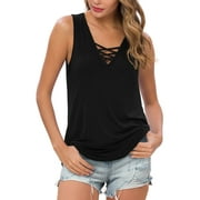 ANYGREW Summer Womens Sleeveless Criss Cross Casual Tank Tops Basic Blouse