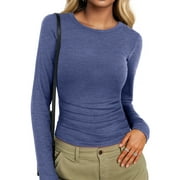 ANYGREW Women Long Sleeve Shirts Slim Fit Tops Basic Tee 2025 Casual T-Shirt