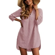 ANYGREW Women's Swimsuit Coverups Bikini Coverup Beachwear Women Beach Dress Flower Motif