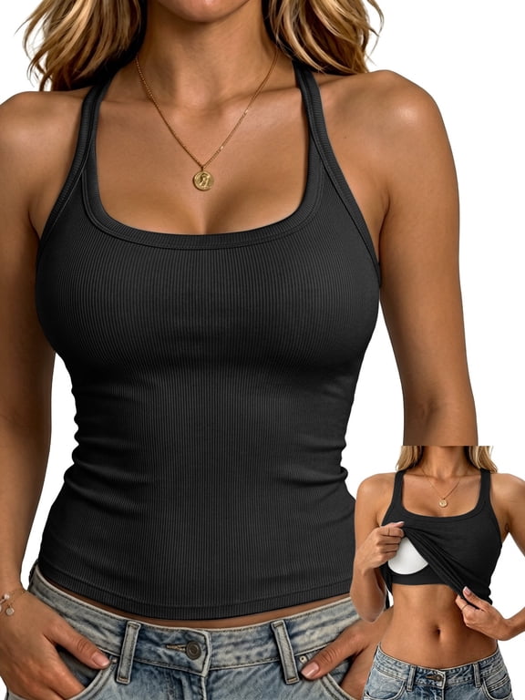 Camisole Tops for Women with Built in Bra Sleeveless Racerback Going Out Cami Tank Tops