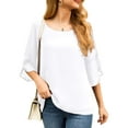 thumbnail image 1 of Anygrew Womens Casual Scoop Neck Dressy Blouses 3/4 Sleeve Business Work Blouse Tops, 1 of 5