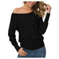 thumbnail image 1 of Anygrew Womens Off Shoulder Sweater Pullover Sweater For Women Knit Jumper,Black, 1 of 7