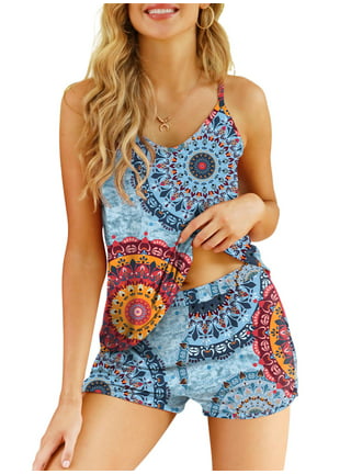 Julyccc Womens Summer Satin Silk Pajamas Set Cami Shorts Loungewear pjs 