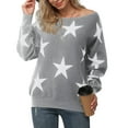 thumbnail image 1 of Anygrew Womens Pullover Sweater Off Shoulder Sweater Knit Jumper,FP Star Grey, 1 of 8