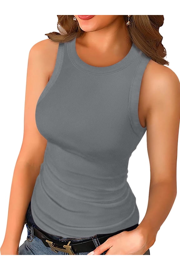Women's Summer Sleeveless Casual Camisole Shirt Slim Knit Ribbed Tank Tops