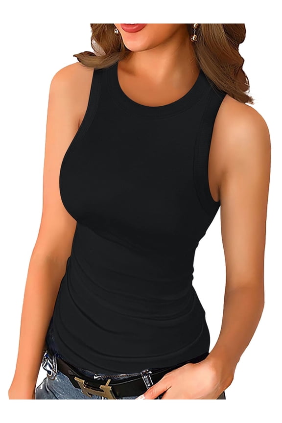 Women's Summer Sleeveless Casual Camisole Shirt Slim Knit Ribbed Tank Tops