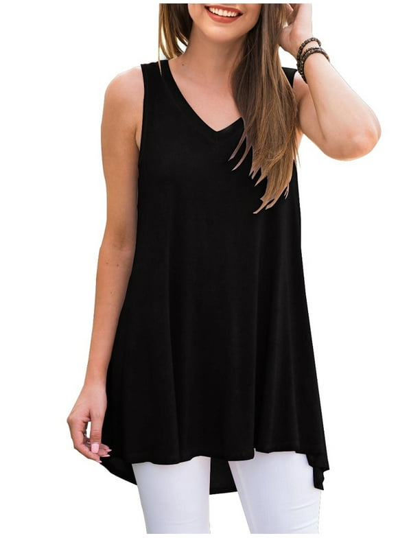 Anygrew Womens Summer Sleeveless V-Neck T-Shirt Tunic Tops Blouse Shirts