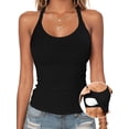 thumbnail image 1 of Anygrew Womens Tank Tops with Built in Bra Summer Adjustable Spaghetti Straps Camisole Ribbed Cami Tanks, 1 of 5