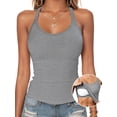 thumbnail image 1 of Anygrew Womens Tank Tops with Built in Bra Summer Adjustable Spaghetti Straps Camisole Ribbed Cami Tanks, 1 of 5