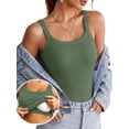 thumbnail image 1 of Anygrew Women's Tank Top with Built in Bra Ribbed Camisole Summer Scoop Neck Basic Cami Tanks Undershirt, 1 of 7