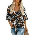 thumbnail image 1 of Anygrew Womens Tops Summer Blouses V Neck Batwing Sleeve Tops Tie Knot Chiffon Button Down Casual Blouse, 1 of 6