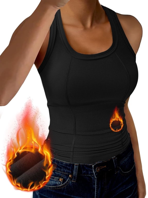 Womens Warm Top Camisole Casual Layering Tanks Undershirt Thermal Tank Tops
