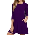 thumbnail image 1 of Anyjoin Women Casual 3/4 Sleeve Dresses A-line Mini Dress with Pockets, 1 of 4