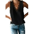 thumbnail image 1 of Anyjoin Women Sexy V Neck Lace Tank Tops Summer Sleeveless Chiffon Blouses, 1 of 5