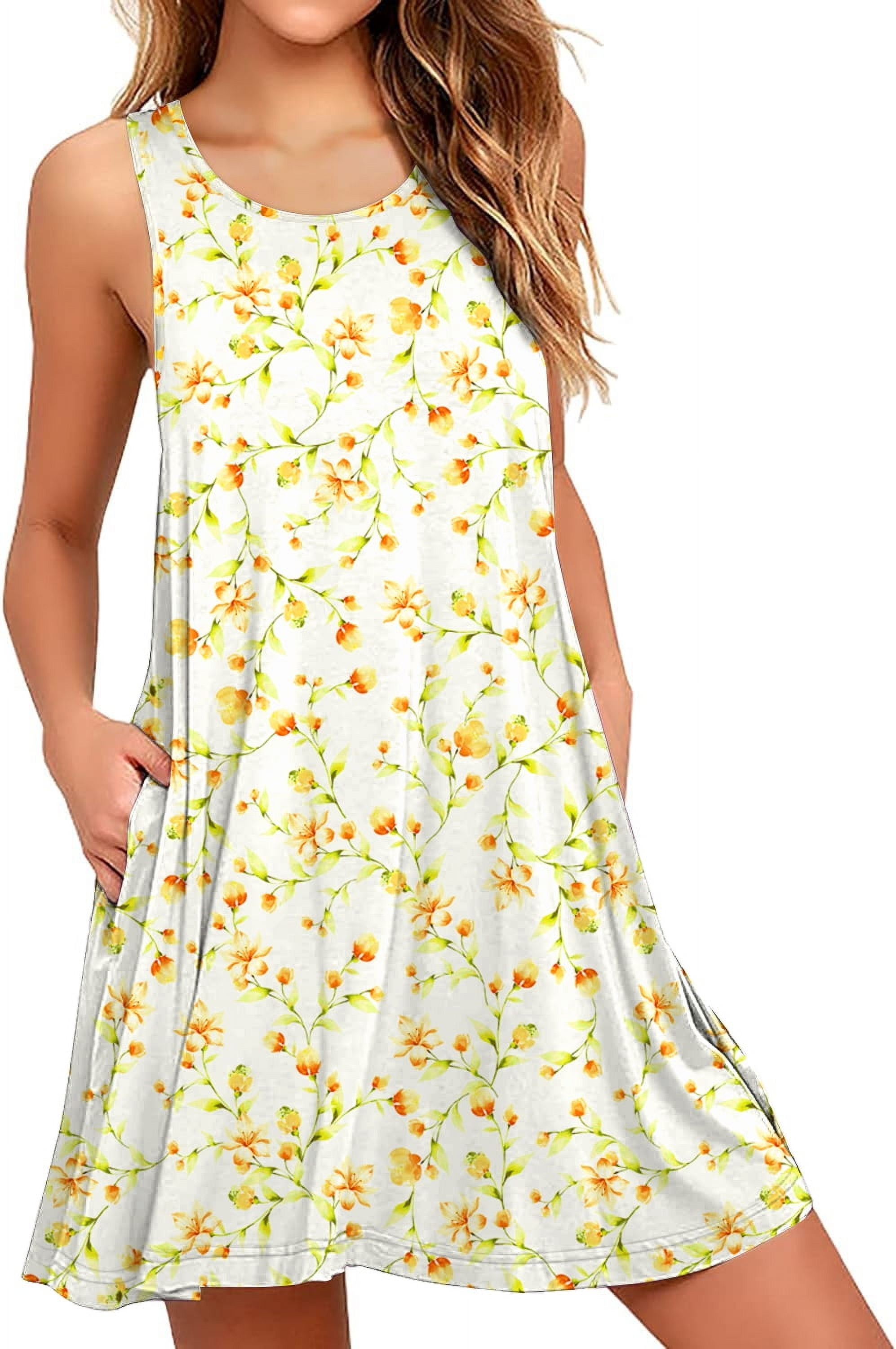 Anyjoin Women's Summer Dresses Beach Floral Tshirt Sundress Sleeveless — free download