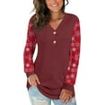 thumbnail image 1 of ANYJOIN Womens Button Up Long Sleeve Henley Tunic Tops V-Neck Casual Color Block Sweatshirt, 1 of 4