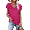 thumbnail image 1 of Anyjoin Womens Tops Casual V Neck Summer Petal Sleeve T-Shirt, 1 of 4