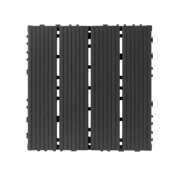 Anykoon 12" Dark Gray Plastic Interlocking Decking Tiles, 44 Pack 12x12 Inch Waterproof All Weather PP Deck Flooring for Outdoor Patio Pool Backyard Garden