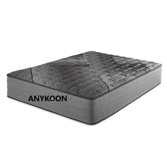 Anykoon 14" Pure Ice Lux Firm Quilted Twin Mattress, Foam + Spring, Black