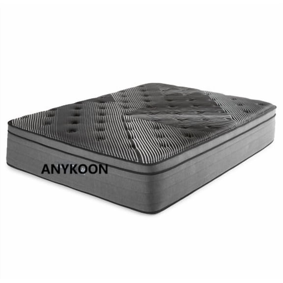 Anykoon 15" Pure Ice Eurotop Ultra Plush Queen Mattress, Foam+Spring, Black