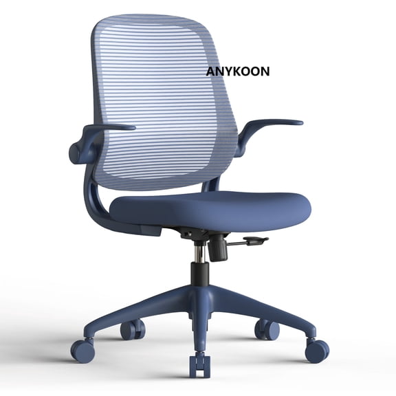 Anykoon 350LBS Ergonomic Mesh Office Chair, Blue Integrated Molded Foam, Comfortable Sitting, Flipping Armrest, Fireproof, Rotating, Lifting Multifunctional Chair