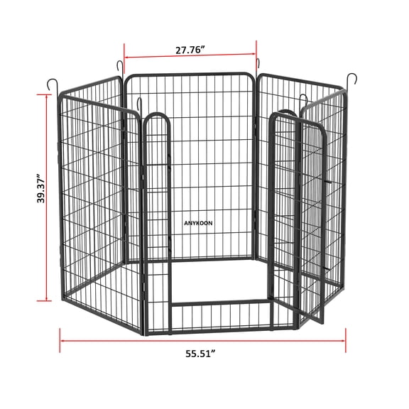 Anykoon 39.37"H 6 Panels Heavy Duty Metal Playpen with door, Dog Fence Pet Exercise Pen for Outdoor, Indoor