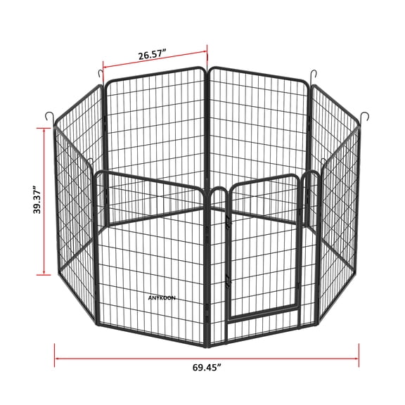 Anykoon 39.37"H 8 Panels Heavy Duty Metal Playpen with door,Dog Fence Pet Exercise Pen for Outdoor, Indoor