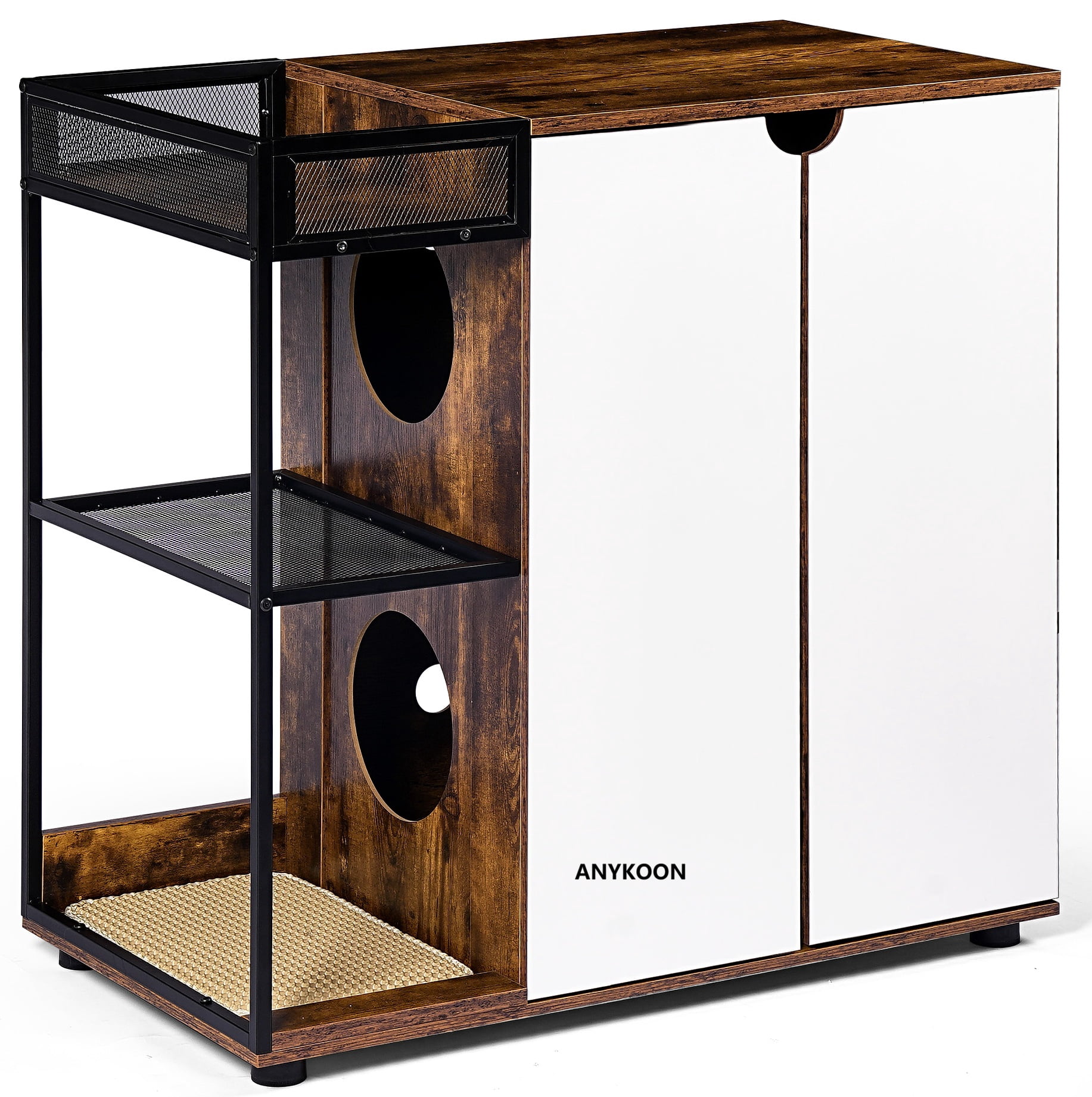 Anykoon Enclosed Cat Litter Boxes for 2 Cats,Cat Furniture Cabinet,Cat Litter Box Furniture,Rustic Brown