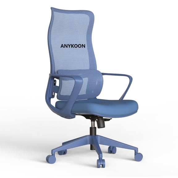 Anykoon Ergonomic Blue Mesh Office Chair, 350LBS Capacity High Back Computer Chair with Adjustable Lumbar Support, Rocking Function & Fireproof Foam Seat Cushion