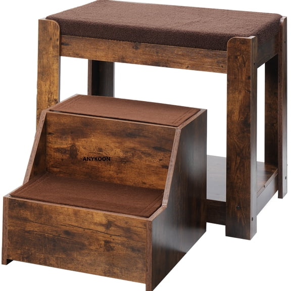 Anykoon Pet Bunk Bed with Removable Step  with Cushion and Cat Scratch Pad, Indoor Use Multi-Level Bed Window Perch Seat Platform for Dogs and Cats