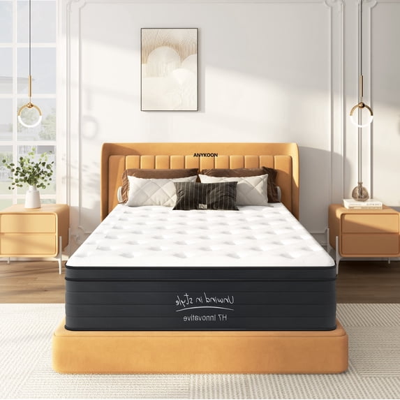 Anykoon Queen Size 10 Inch Hybrid Mattress, Pocketed Innerspring, Medium Firm, CertiPUR-US certified