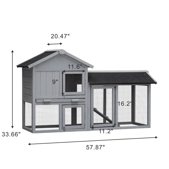 Anykoon Rabbit Hutch With Large Run Space Outdoor&Indoor Bunny Cage ,Extensible Chicken Coop with No Leak Plastic Tray